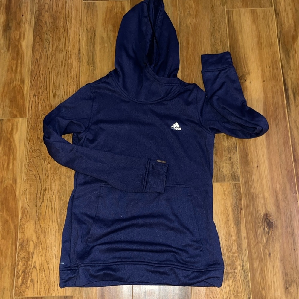 Adidas Women's ClimaWarm Hoodie with Thumb Holes Medium Navy